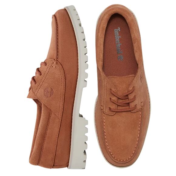 Timberland Authentics Men Light Lace-Up Lug Bottom Boat Shoes - Rust Suede Sz: 8 - Picture 1 of 6